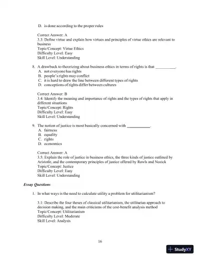 Test Bank for Ethics and the Conduct of Business, 8th Edition - Page 17 preview image