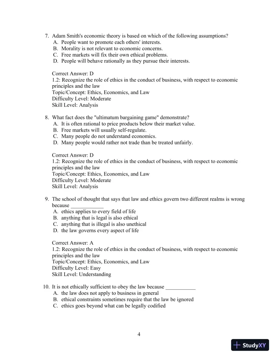 Test Bank for Ethics and the Conduct of Business, 8th Edition, page 5