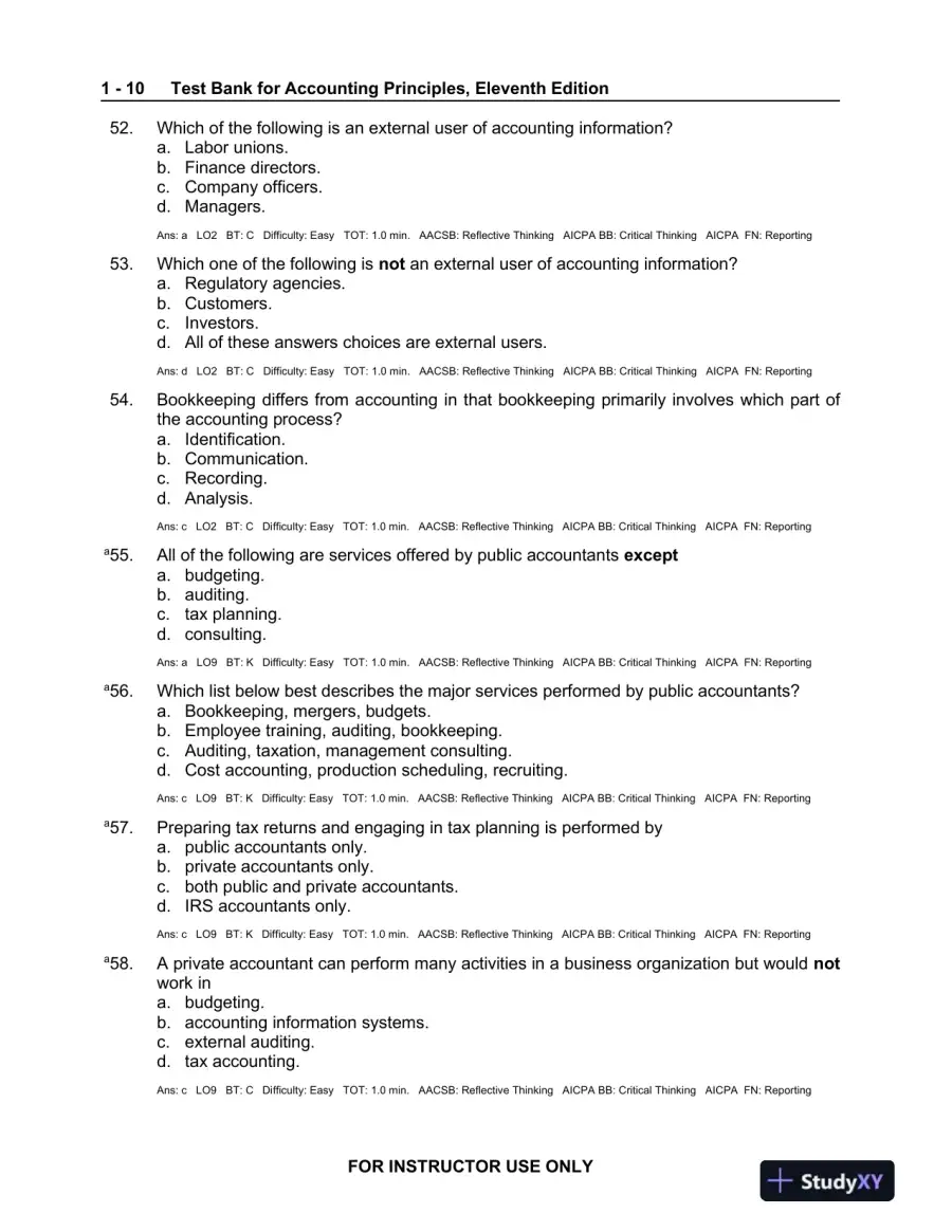 Test Bank For Accounting Principles, 11th Edition, page 11