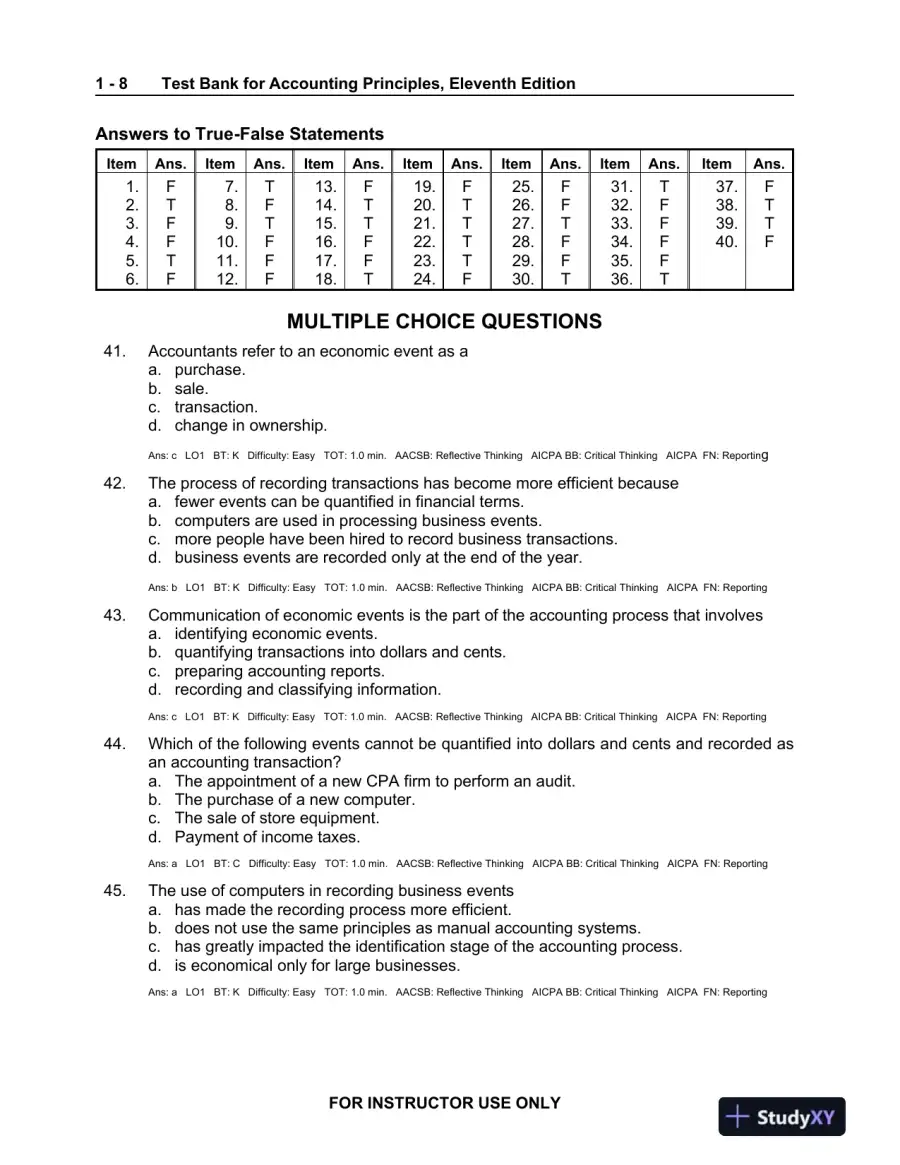 Test Bank For Accounting Principles, 11th Edition, page 9