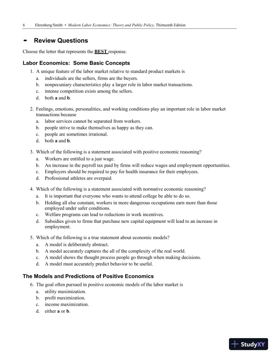 Solution Manual For Modern Labor Economics: Theory and Public Policy, 13th Edition, page 10