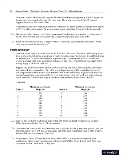Solution Manual For Modern Labor Economics: Theory and Public Policy, 13th Edition - Page 14 preview image
