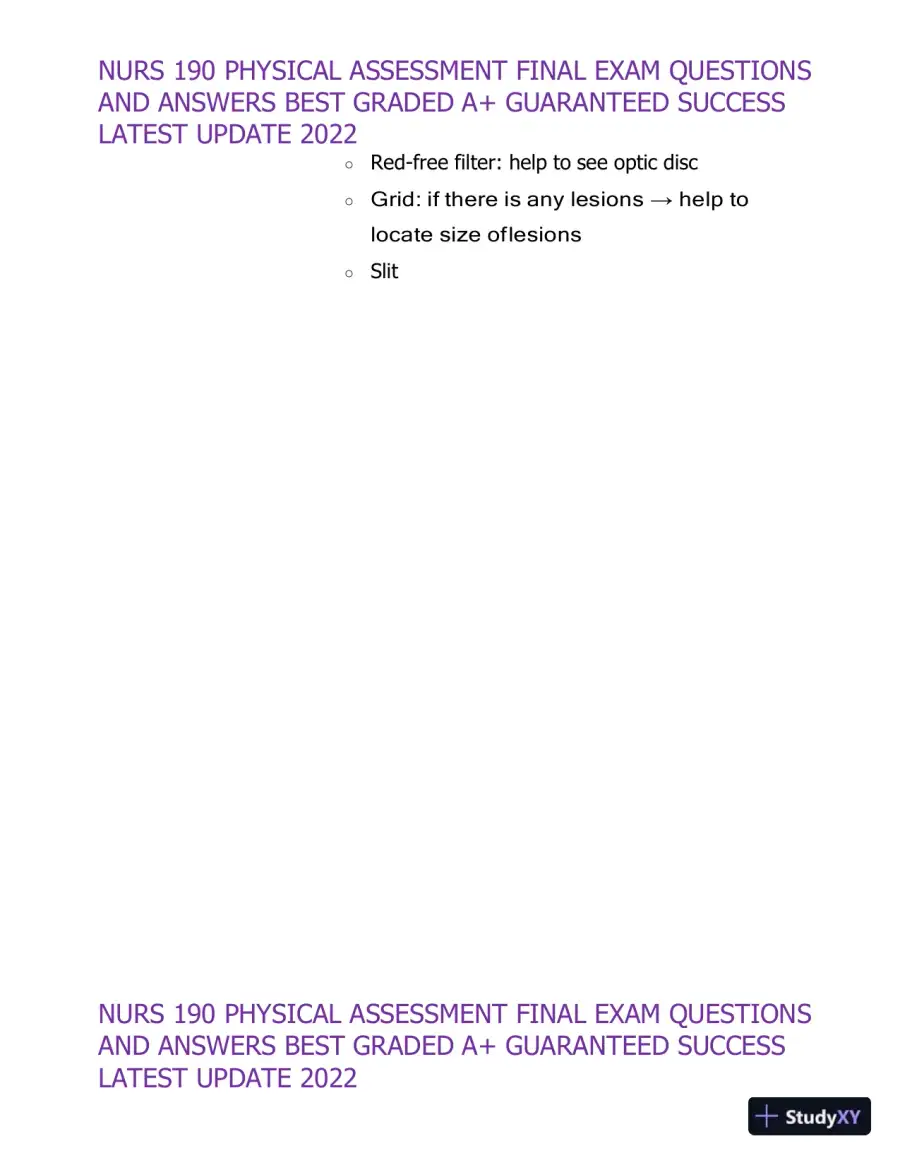 2022 NURS190 Physical Assessment Final Exam (32 Solved Assessments), page 21