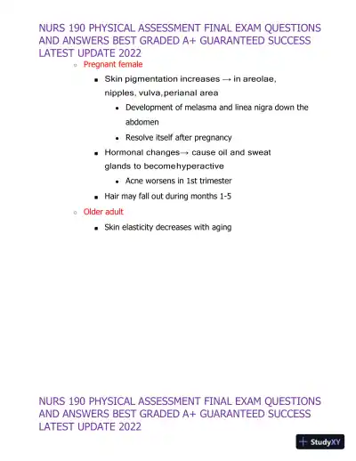 2022 NURS190 Physical Assessment Final Exam (32 Solved Assessments) - Page 6 preview image