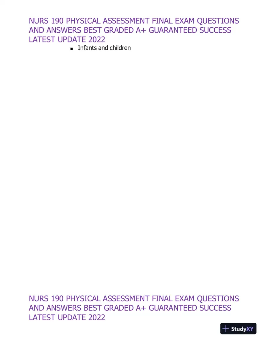 2022 NURS190 Physical Assessment Final Exam (32 Solved Assessments), page 9