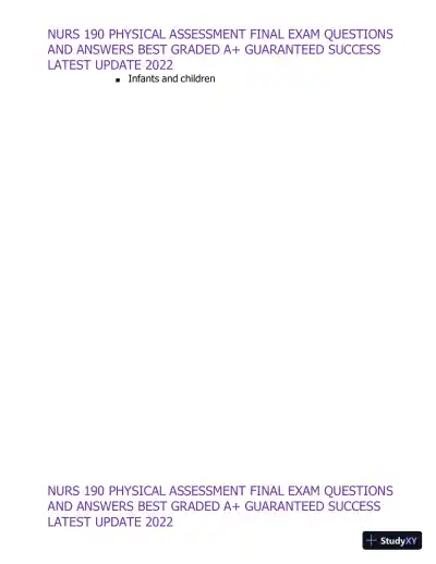 2022 NURS190 Physical Assessment Final Exam (32 Solved Assessments) - Page 9 preview image