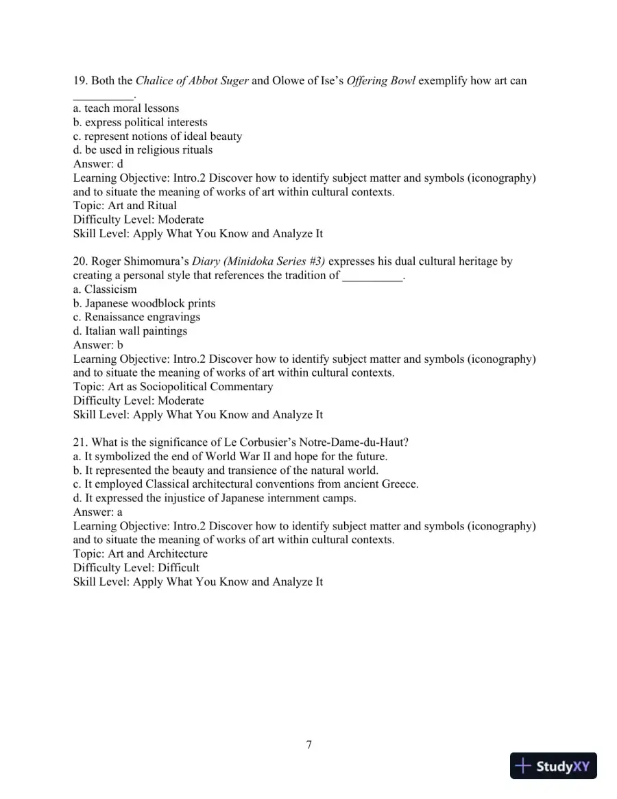 Test Bank for Revel for Art: A Brief History, 7th Edition, page 10