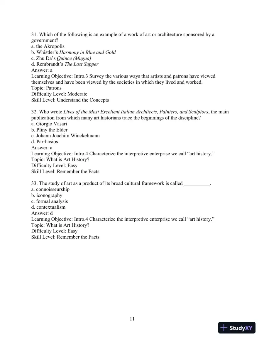 Test Bank for Revel for Art: A Brief History, 7th Edition, page 14