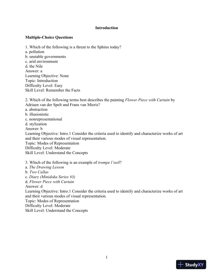 Test Bank for Revel for Art: A Brief History, 7th Edition, page 4