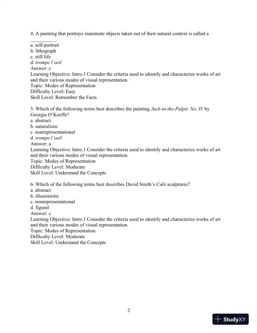 Test Bank for Revel for Art: A Brief History, 7th Edition, page 5