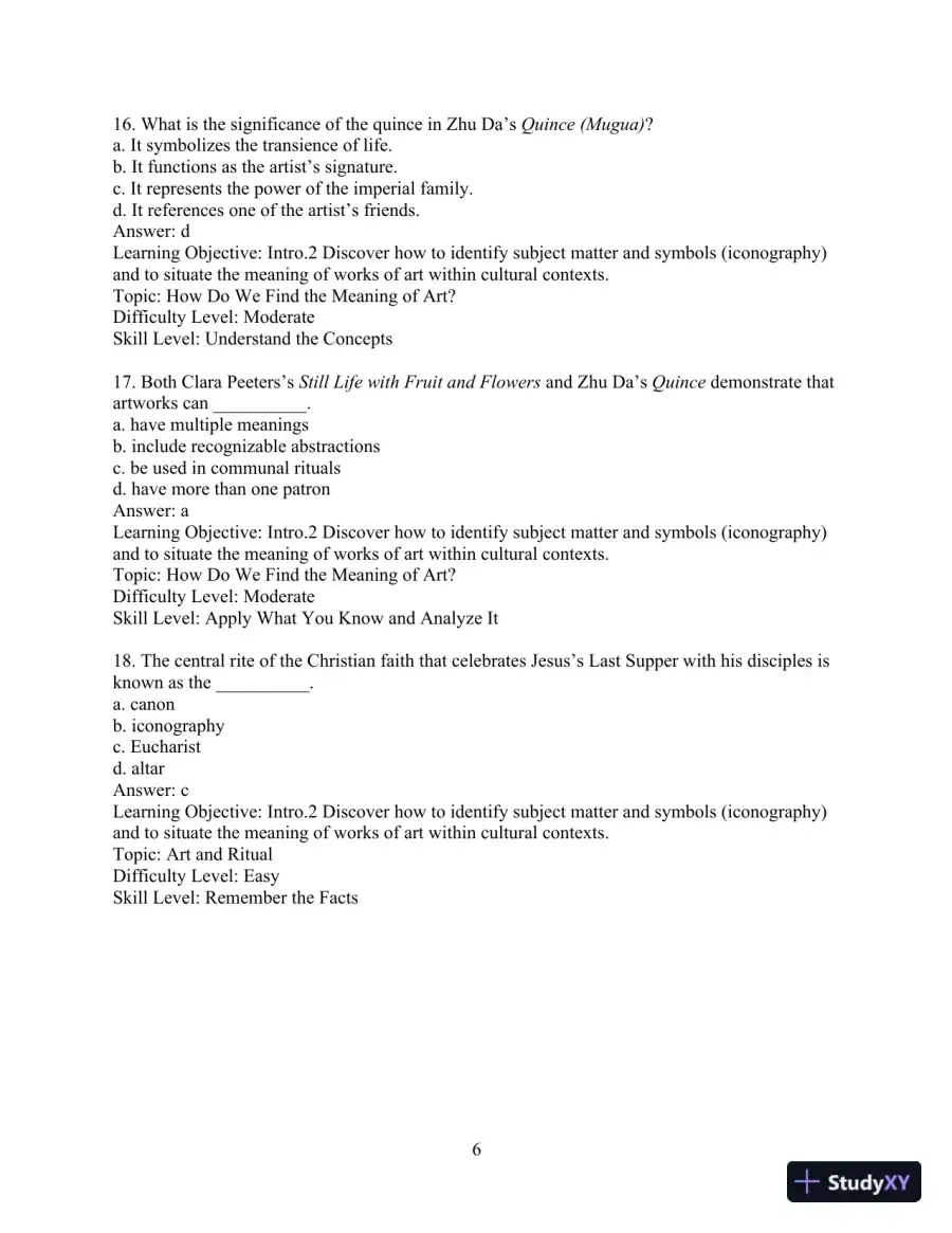 Test Bank for Revel for Art: A Brief History, 7th Edition, page 9