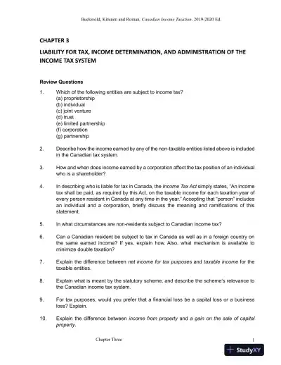 Solution Manual for Canadian Income Taxation 2019/2020 , 22nd Edition - Page 10 preview image