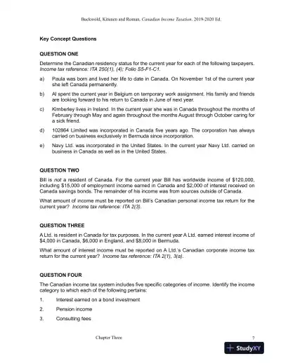 Solution Manual for Canadian Income Taxation 2019/2020 , 22nd Edition - Page 16 preview image