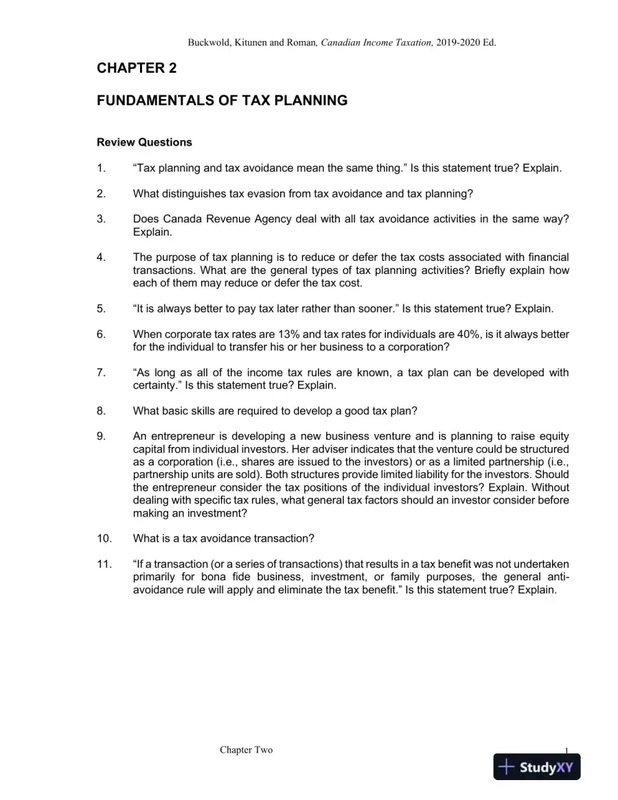 Solution Manual for Canadian Income Taxation 2019/2020 , 22nd Edition, page 4