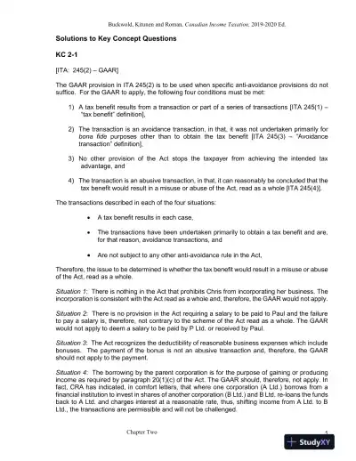 Solution Manual for Canadian Income Taxation 2019/2020 , 22nd Edition - Page 8 preview image