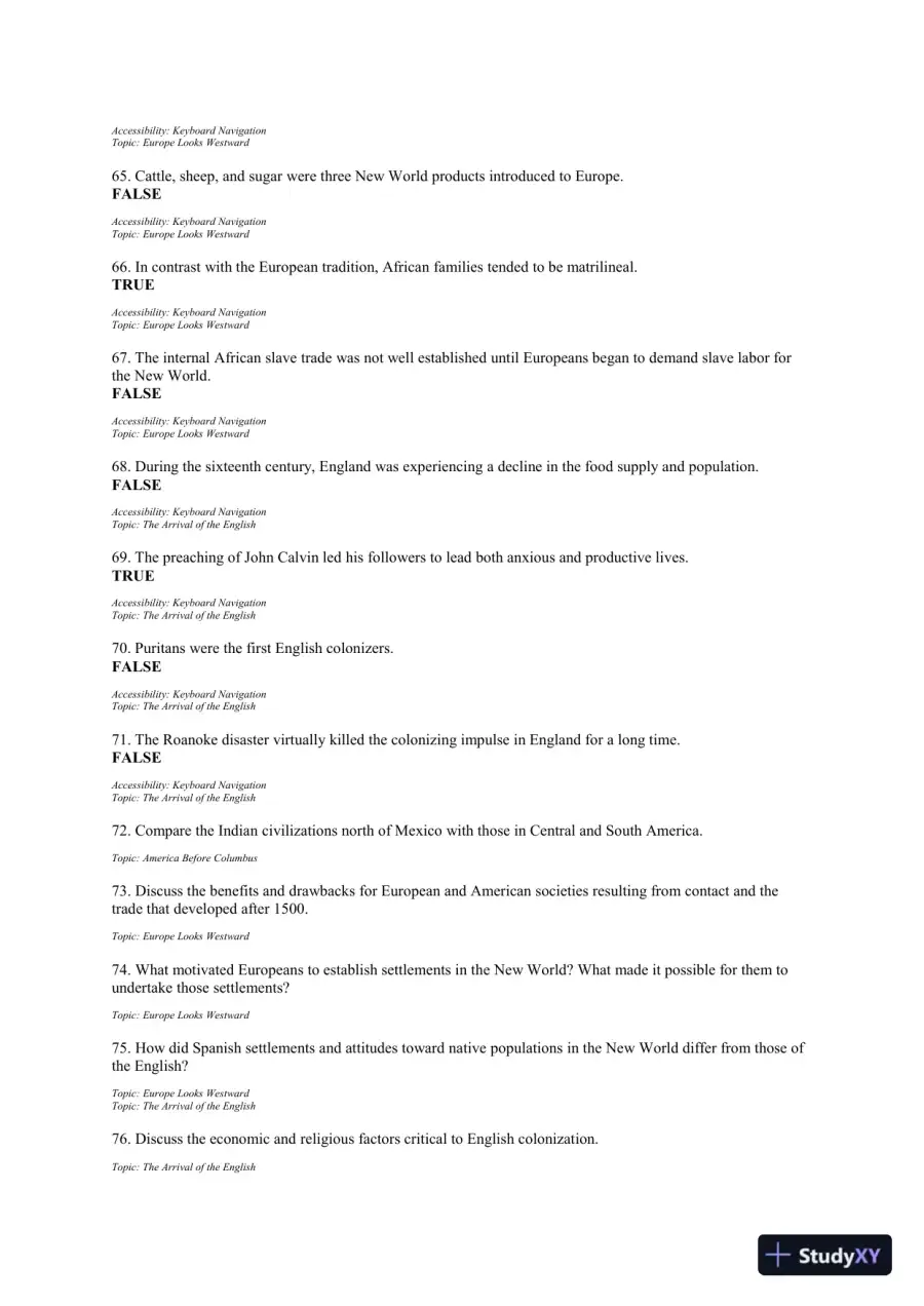 Test Bank For The Unfinished Nation: A Concise History Of The American People, 8th Edition, page 11