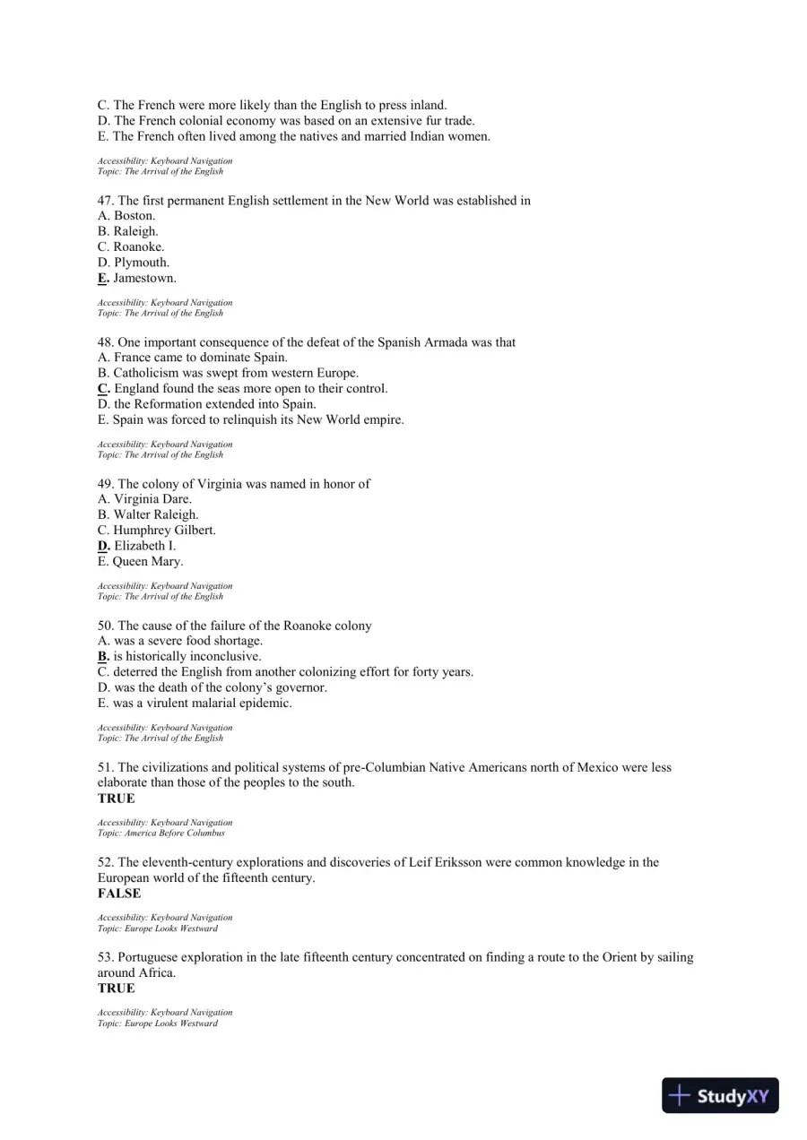 Test Bank For The Unfinished Nation: A Concise History Of The American People, 8th Edition, page 9