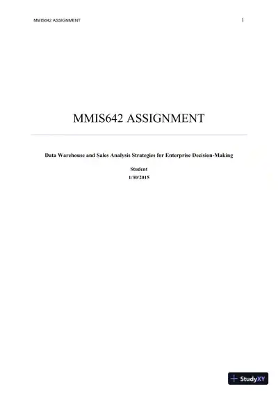 MMIS642 Assignment: Data Warehouse and Sales Analysis Strategies for Enterprise Decision-Making - Page 1 preview image