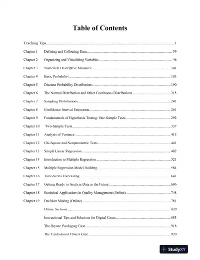 Statistics For Managers Using Microsoft Excel, Global 8th Edition Solution Manual - Page 1 preview image