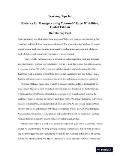 Statistics For Managers Using Microsoft Excel, Global 8th Edition Solution Manual - Page 5 preview image
