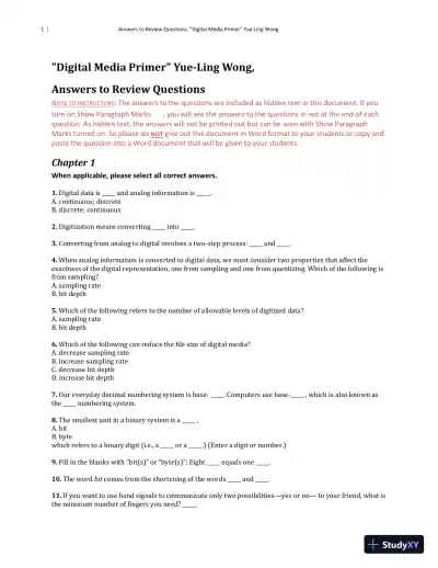 Solution Manual for Digital Media Primer, 3rd Edition - Page 1 preview image