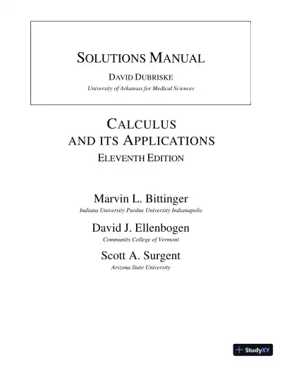 Solution Manual for Calculus and Its Applications, 11th Edition - Page 1 preview image