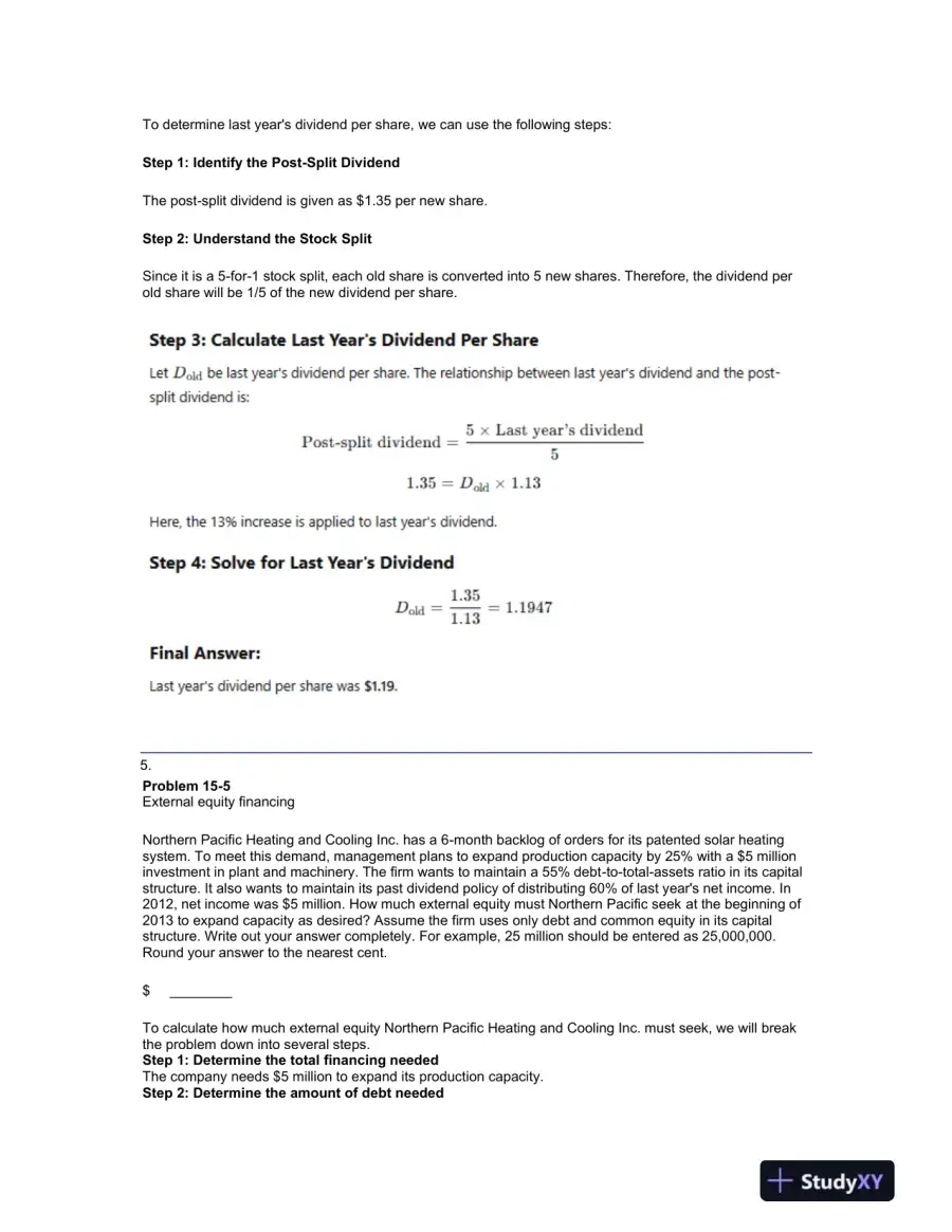 Dividend Policies and Financial Strategies: A Case Study on Keenan Company's 2012 Dividends and Future Growth, page 5