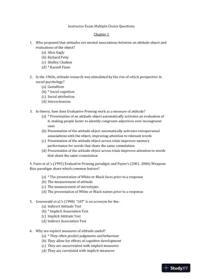 The Psychology of Attitudes and Attitude Change Second Edition Test Bank - Page 1 preview image