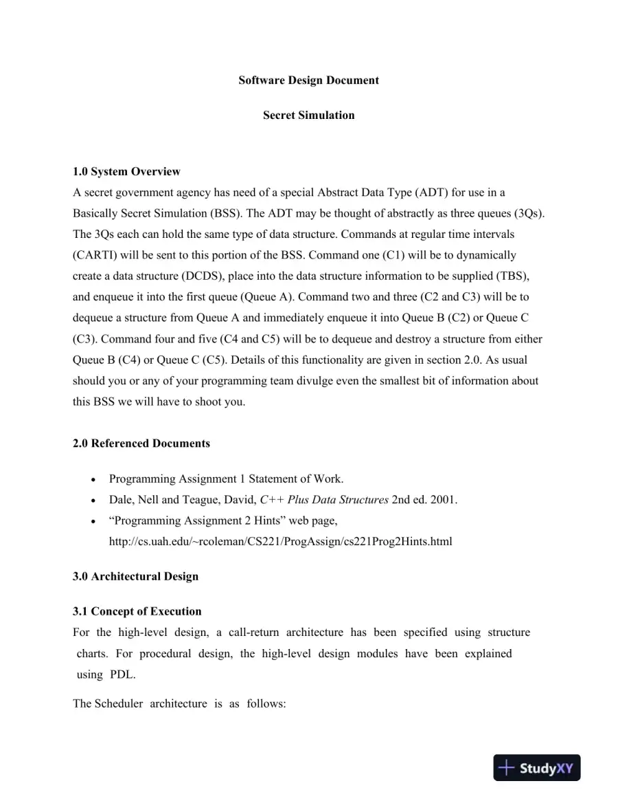Software Design Document for Secret Simulation, page 5