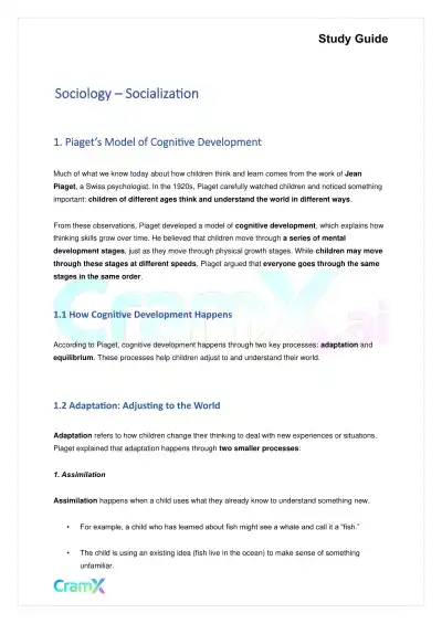 Sociology - Socialization - Page 1 preview image