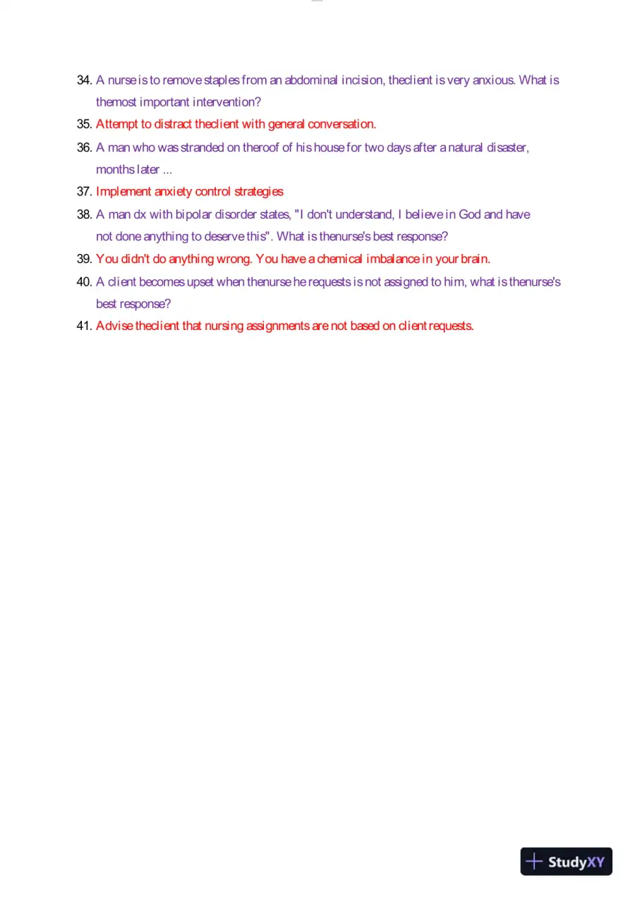 2023 HESI RN Mental Health Test Bank Version 3 With Answers (29 Solved Questions), page 3