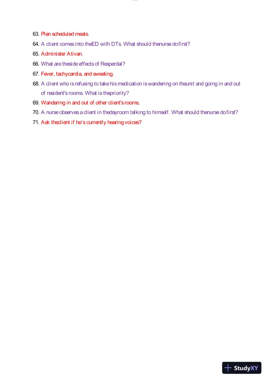 2023 HESI RN Mental Health Test Bank Version 3 With Answers (29 Solved Questions), page 5