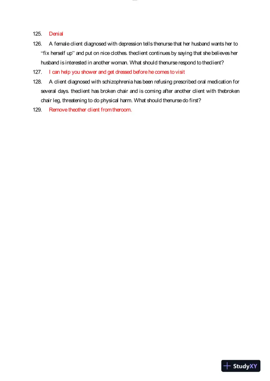 2023 HESI RN Mental Health Test Bank Version 3 With Answers (29 Solved Questions), page 9