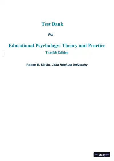 Test Bank for Educational Psychology: Theory and Practice, 12th Edition - Page 1 preview image