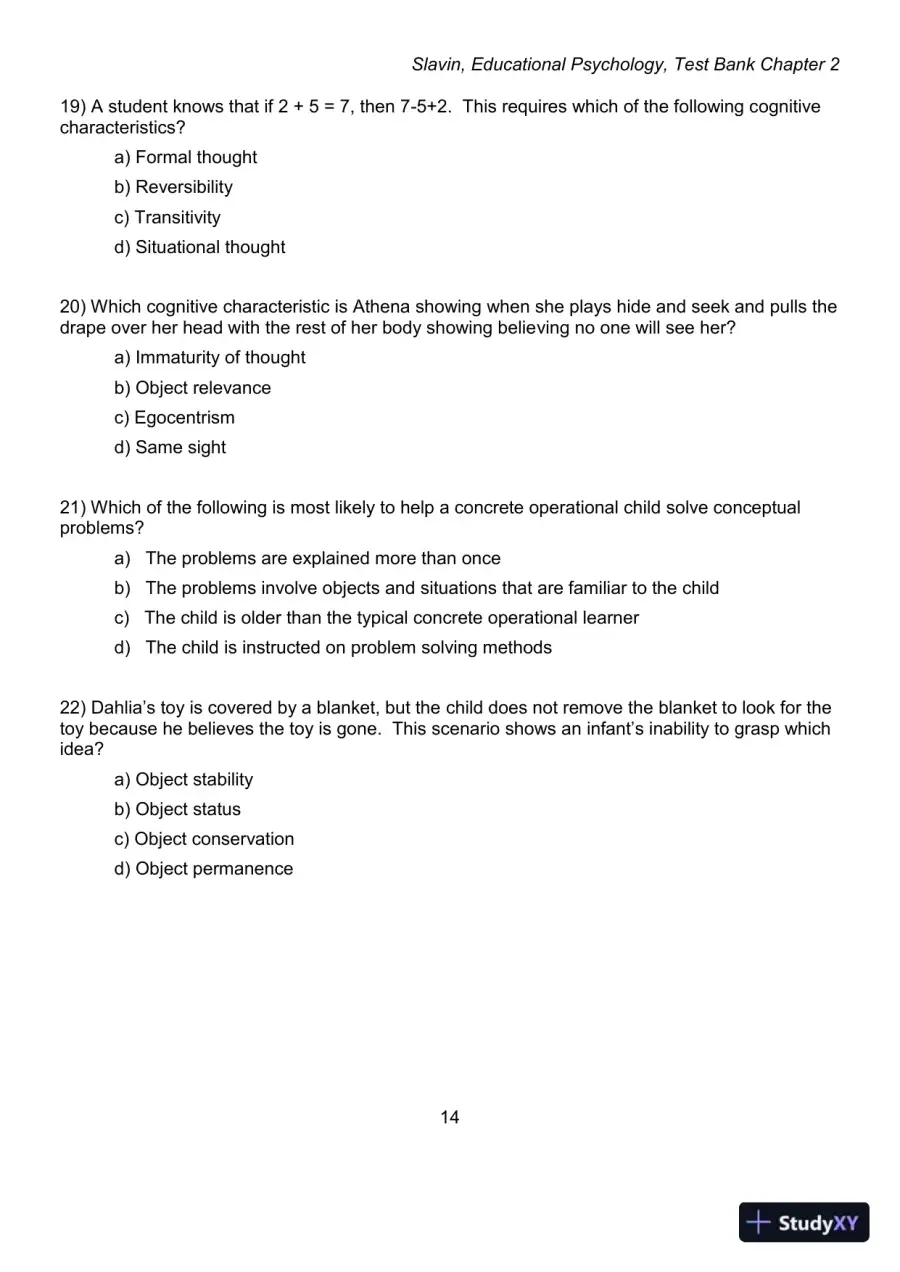 Test Bank for Educational Psychology: Theory and Practice, 12th Edition, page 14