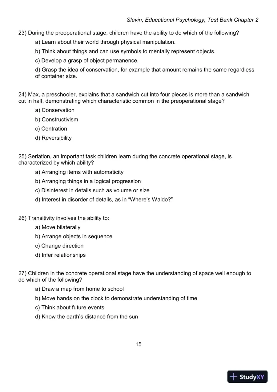 Test Bank for Educational Psychology: Theory and Practice, 12th Edition, page 15
