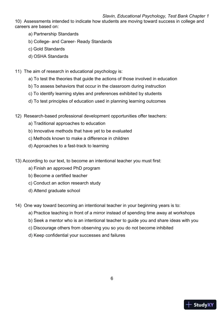 Test Bank for Educational Psychology: Theory and Practice, 12th Edition, page 6