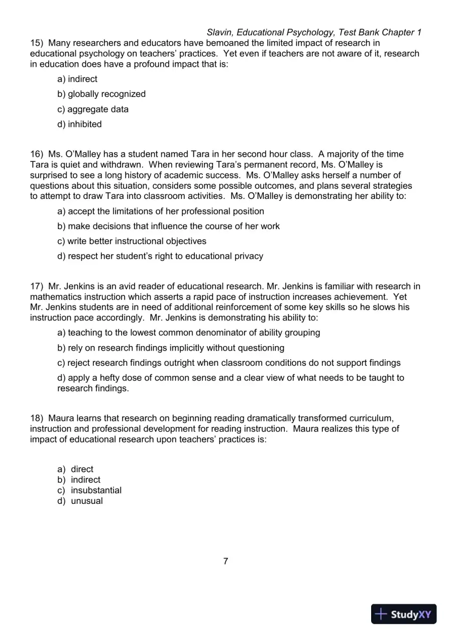 Test Bank for Educational Psychology: Theory and Practice, 12th Edition, page 7