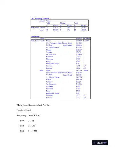 Exploratory Data Analysis and Factorial ANOVA: Examining the Impact of Gender and Classroom Size on Math Scores - Page 3 preview image