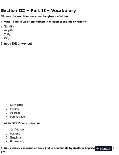 HESI Vocabulary A2 Exam Testbank With Answers (50 Solved Questions) - Page 1 preview image