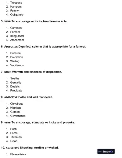HESI Vocabulary A2 Exam Testbank With Answers (50 Solved Questions) - Page 3 preview image