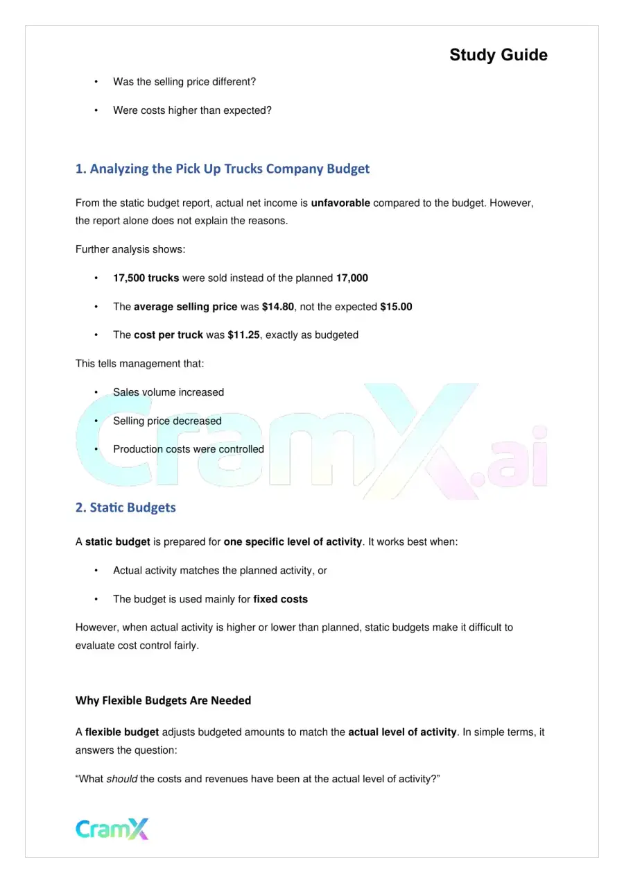 Accounting Principles II – Flexible Budgets and Standard Costs, page 3