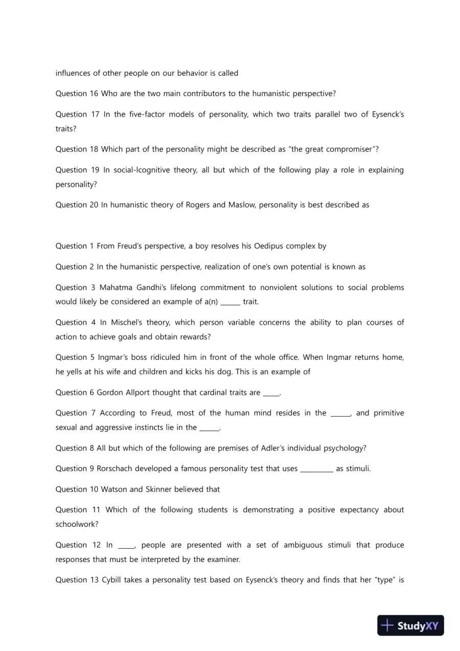 Liberty University PSYC 101 Quiz 11 Complete Solutions Correct Answers Key, page 3