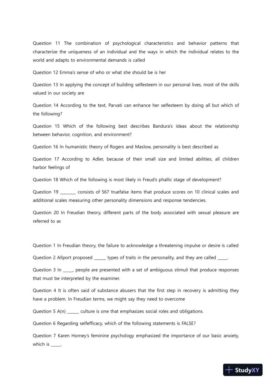 Liberty University PSYC 101 Quiz 11 Complete Solutions Correct Answers Key, page 5