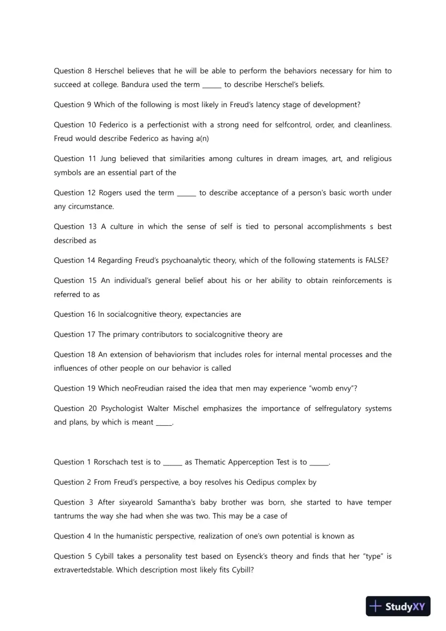 Liberty University PSYC 101 Quiz 11 Complete Solutions Correct Answers Key, page 6