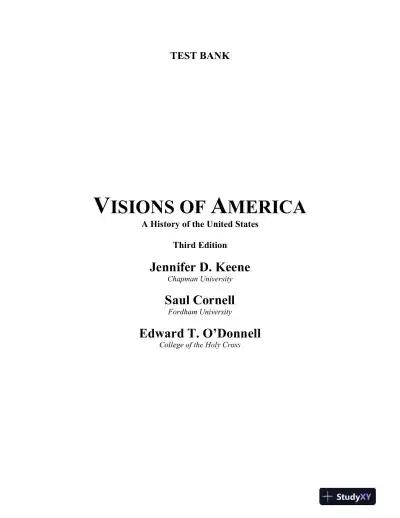 Test Bank for Visions of America: A History of the United States, Volume 1, 3rd Edition - Page 1 preview image