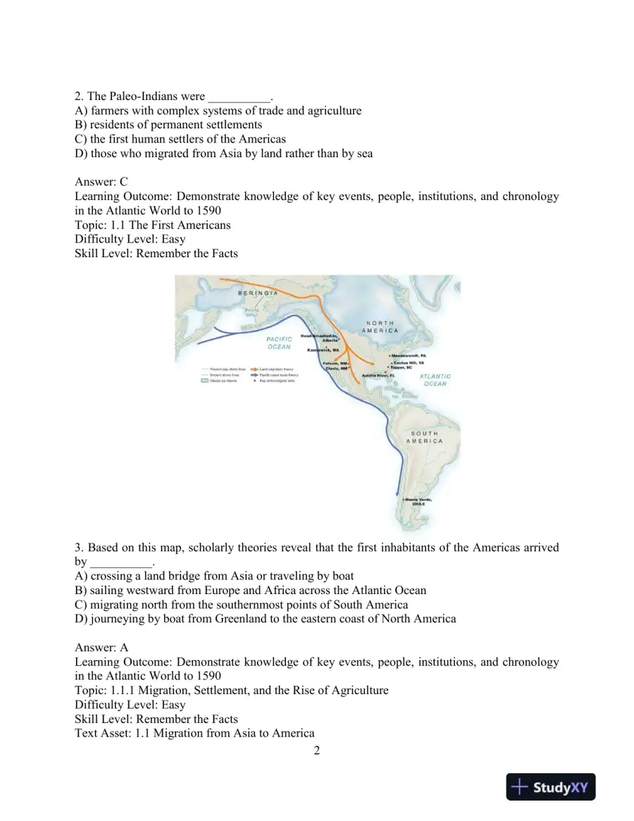 Test Bank for Visions of America: A History of the United States, Volume 1, 3rd Edition, page 5