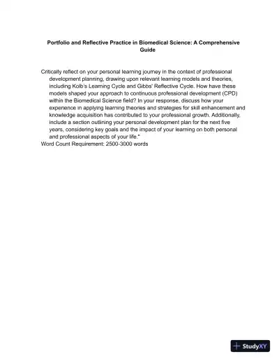 Portfolio And Reflective Practice In Biomedical Science: A Comprehensive Guide - Page 1 preview image