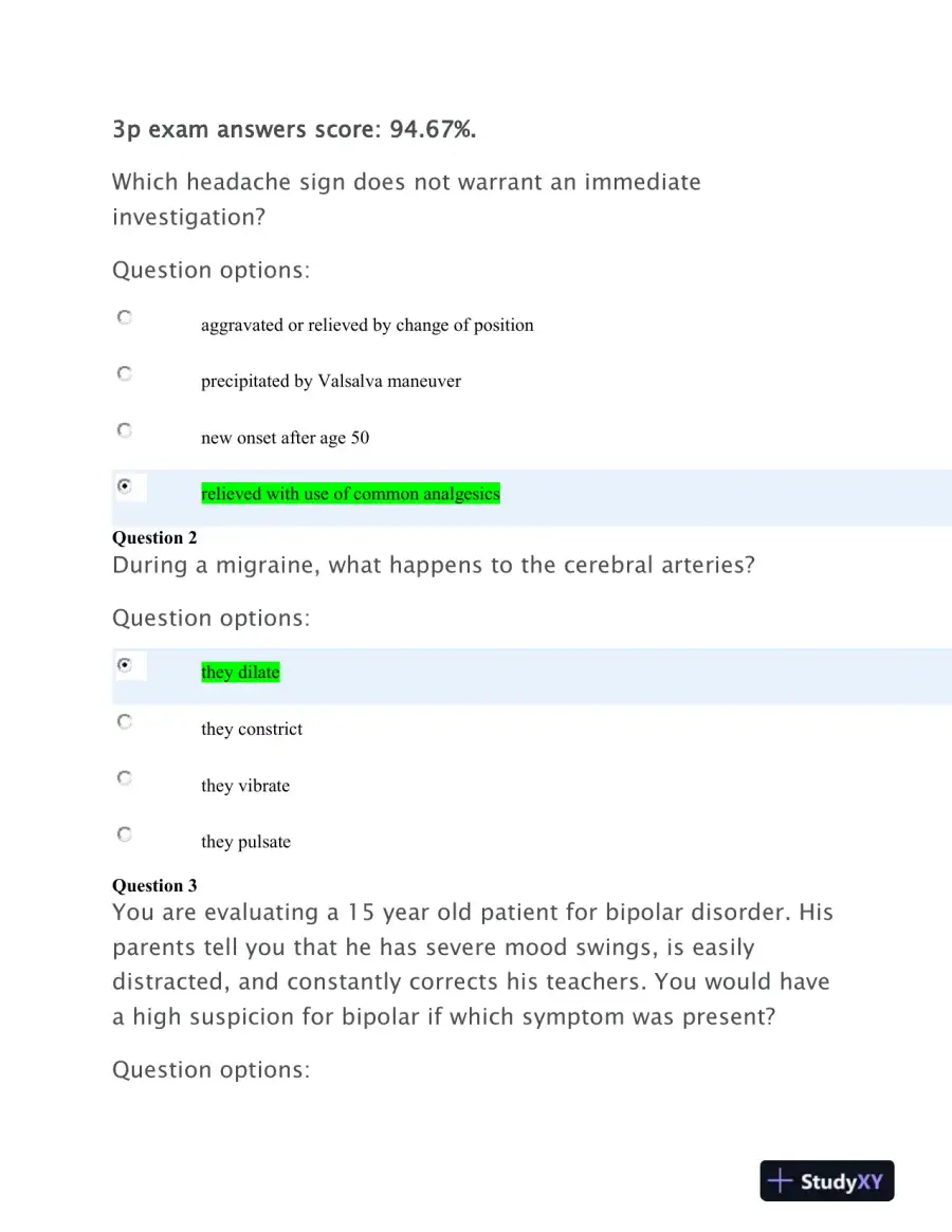 APEA3p Nursing Diagnosis Practice Exam With Answers (75 Solved Questions), page 3
