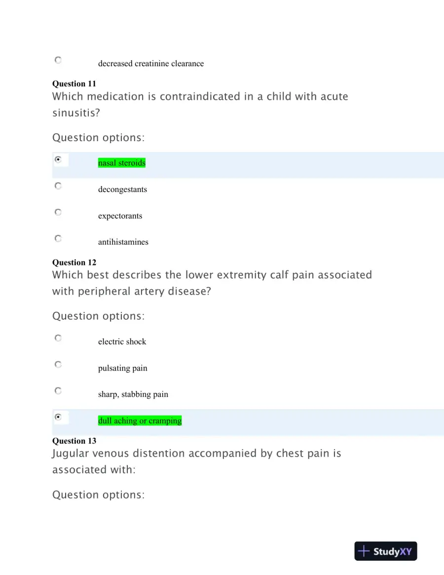 APEA3p Nursing Diagnosis Practice Exam With Answers (75 Solved Questions), page 7